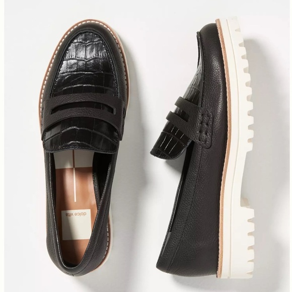 Dolce Vita Shoes - Dolce vita black and cream leather Aubree platform loafers